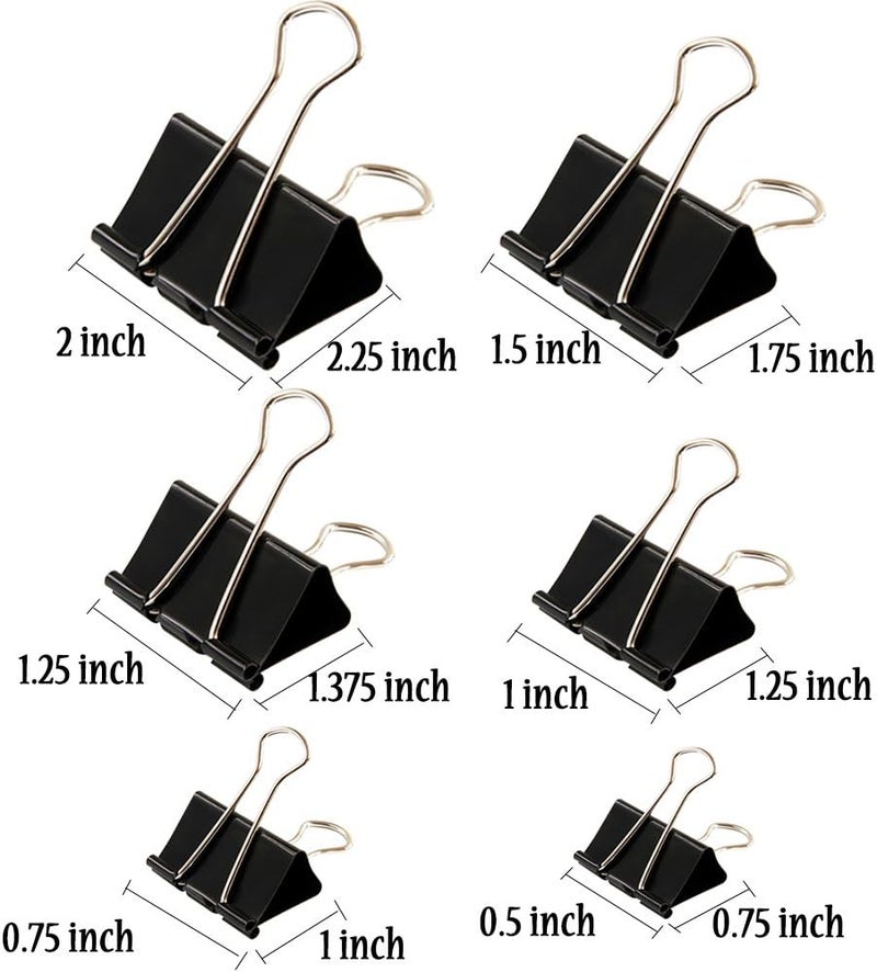 Apoulin Binder Clips Paper Clamp for Paper-130 Pcs Clips Paper Binder Assorted Sizes (Black) - Image 2
