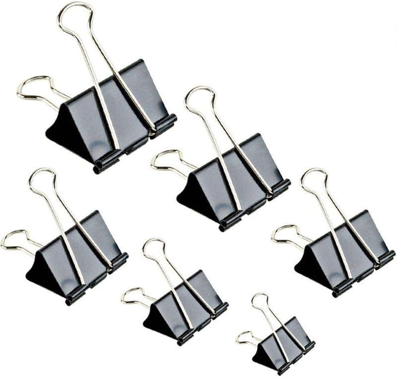 Apoulin Binder Clips Paper Clamp for Paper-130 Pcs Clips Paper Binder Assorted Sizes (Black) - Image 1
