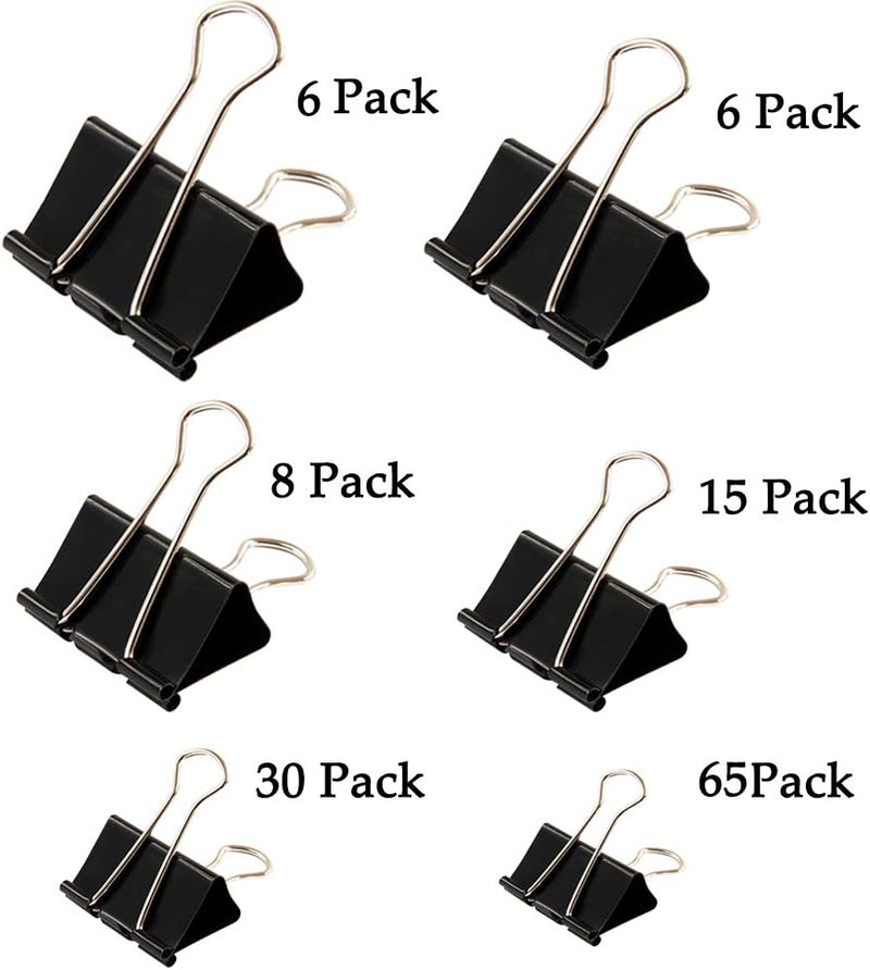 Apoulin Binder Clips Paper Clamp for Paper-130 Pcs Clips Paper Binder Assorted Sizes (Black) - Image 3