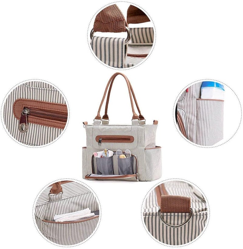 klarakoWaterproof Mummy Bag Handbag Hanging Baby Nappy Bag Reusable for Pram Travel Pushchair klarakoKhaki - Image 2