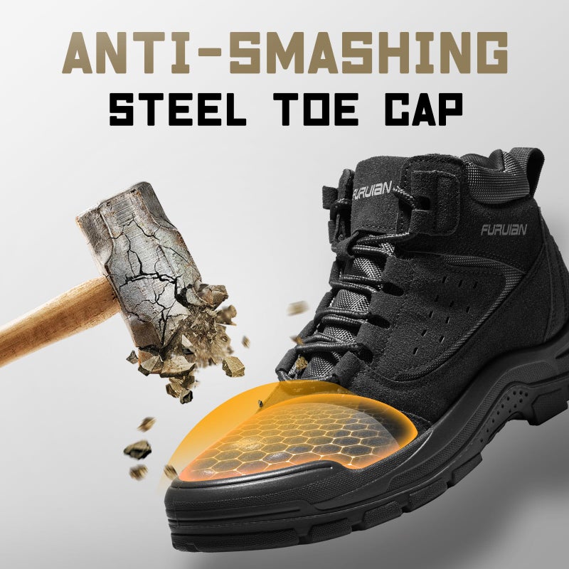 Furuian Steel Toe Boots for Men Women Comfortable Lightweight Work Boots for Men Slip Resistant High Top Steel Toe Safety Shoes Puncture Proof Indestructible Construction Boots - Image 2