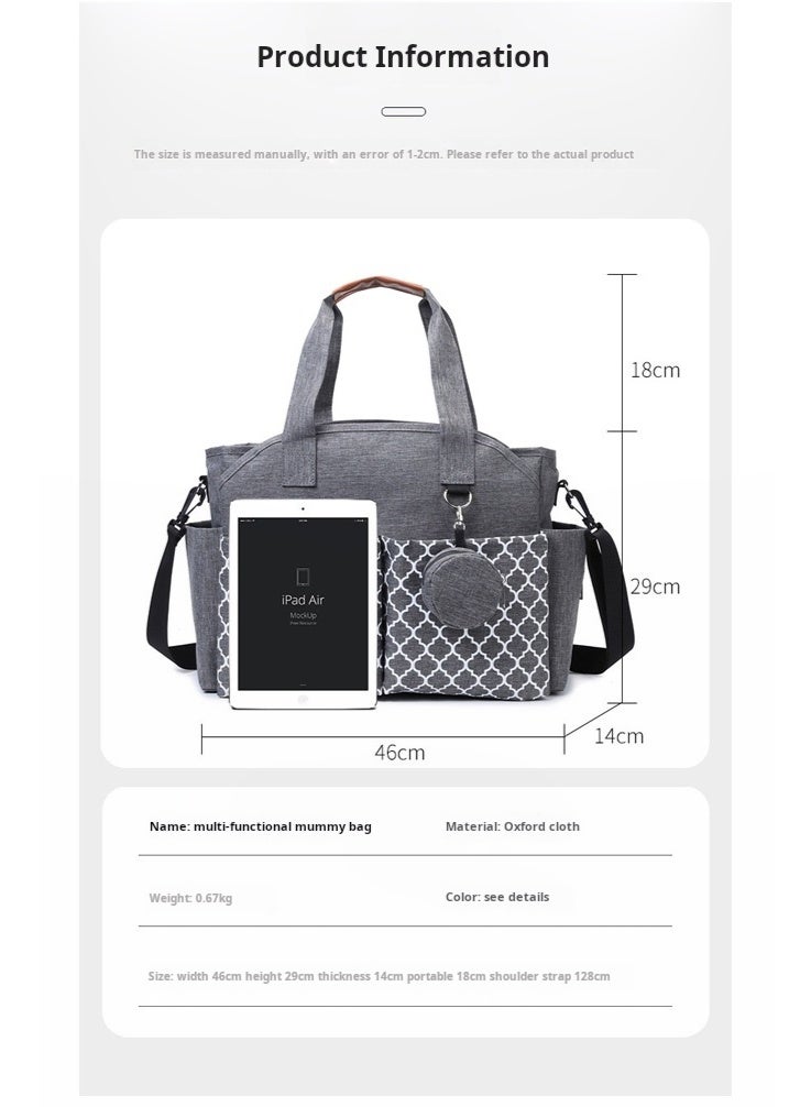 Multifunctional Signature Diaper Bag with Changing Mat ,SpaciousOrganized Baby Tote with Multiple Pockets, Stroller Hooks & Shoulder Strap for Mom/Dad (Grey) - Image 3