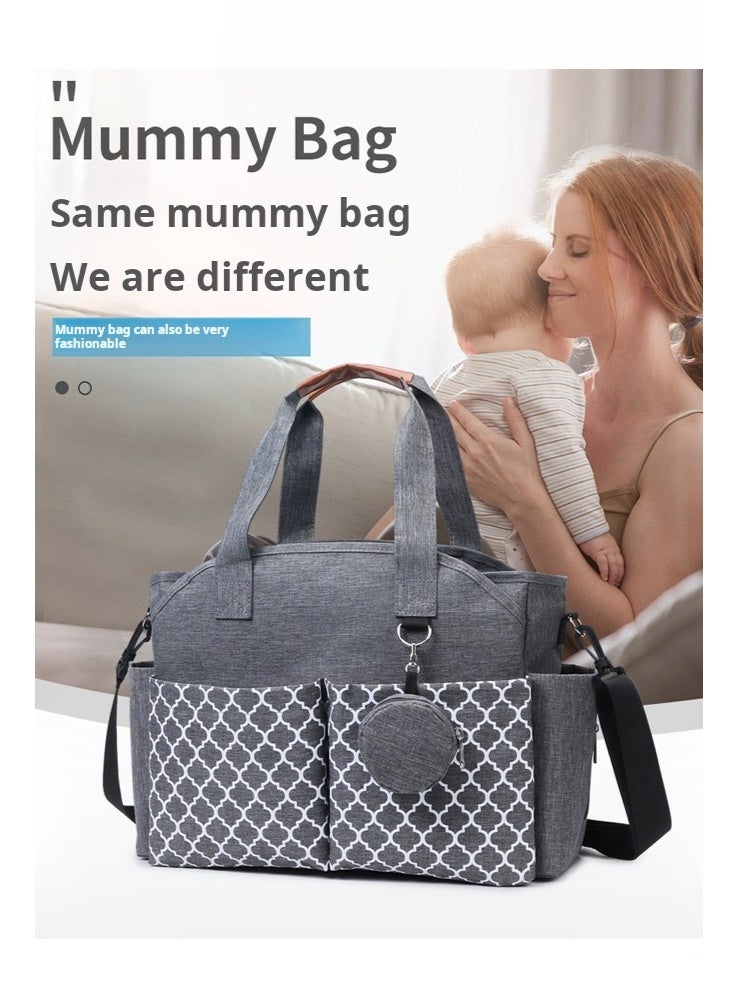 Multifunctional Signature Diaper Bag with Changing Mat ,SpaciousOrganized Baby Tote with Multiple Pockets, Stroller Hooks & Shoulder Strap for Mom/Dad (Grey) - Image 2
