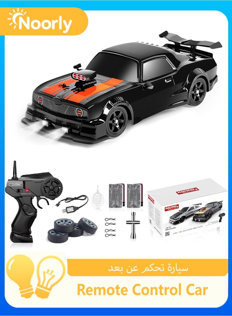 Noorly Remote Control Car, High Speed RC Car 1/16 Scale 4WD Drift Car Vehicles with LED Lights and Spray Effect, Racing Car Toy for Kids Adults – Includes 2 Rechargeable Batteries - Image 1