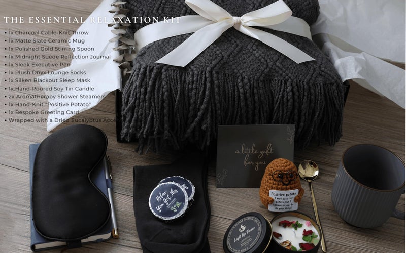 CASTATEO Get Well Soon Gift Baskets for Men&Women- Self Care Package/Brithday - After Surgery, Sympathy Gifts for Loss of Loved One, Thinking of You/ Grief /Bereavement /Miscarriage Gifts (Grey & Navy Blue) - Image 3
