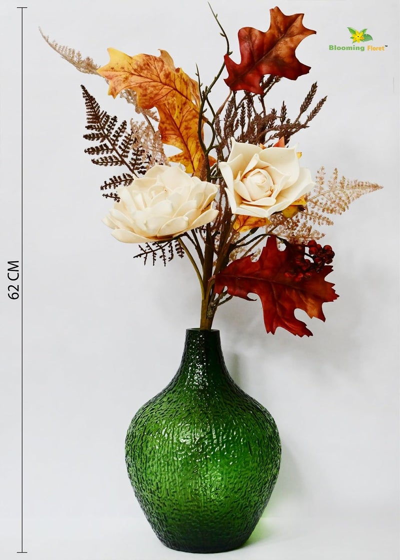 Blooming Floret Artificial Rose Flower Bunch - Realistic Faux Rose 62 cm for Home Decor/Office Decor/Party Decor/Gifting | Tall Ornamental Stems | Durable (Cream) - Image 2