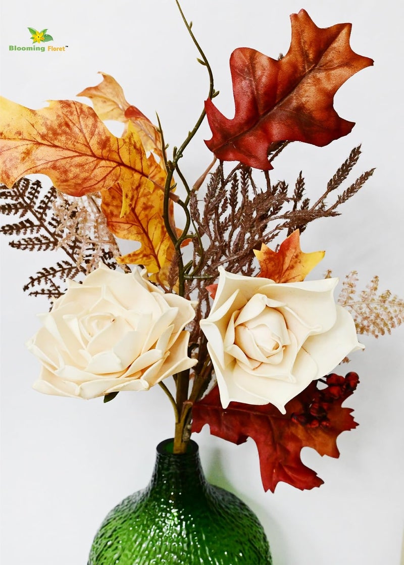 Blooming Floret Artificial Rose Flower Bunch - Realistic Faux Rose 62 cm for Home Decor/Office Decor/Party Decor/Gifting | Tall Ornamental Stems | Durable (Cream) - Image 3