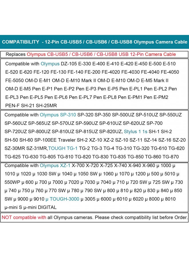 MaxLLTo USB Data + Battery Power Charger Cable Cord Lead for Olympus Camera SZ-12 SZ12  - Image 2