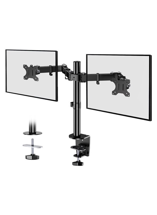 DUNISO Dual Monitor Stand - Computer Monitor Screen Mounting Bracket to Mount Two 17-27 Inch Computer Screens, VESA 75mm/100mm Monitor Stand for Gaming and Office  - Image 1