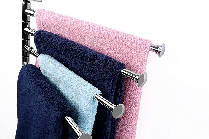 CAPITAL Stainless Steel 4-Arm Bathroom Swing Hanger Towel Bar/Wall Mounted Swivel Towel Bar Holder for Bathroom/Towel Stand/Towel Hanger 12" inch Long/Bathroom Accessories - Image 5