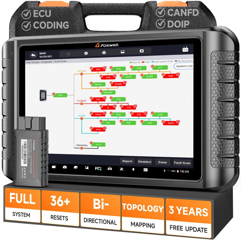 FOXWELL NT1009 AllSystem BiDirectional Scan Tool with All Reset Services Topology Mapping VAG Guide  FCA SGW Support CANFD DoIP Diagnostic Scanner for All Cars 3Year Free Updates