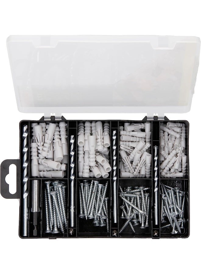 All-in-One DIY Tool Kit, 173 Piece Drill Bit and Screwdriver Set for Masonry & Wood Drill Bit Fixing, Carbide-Tipped, Magnetic Bit Holder, Screws, Rawlplugs & Storage Case -2607019511