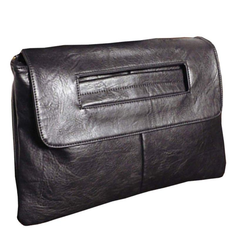 NIGEDU Women Handbags PU Leather Female Clutch Handbag Messenger Bag Large Solid High Capacity (Black) - Image 1