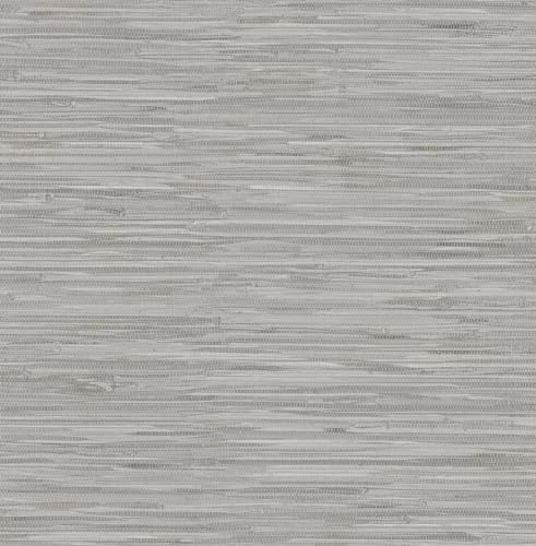 NuWallpaper Grey Grassweave Peel and Stick Wallpaper Textured Removable Wallpaper RenterFriendly 205 in x 18 ft - Image 1