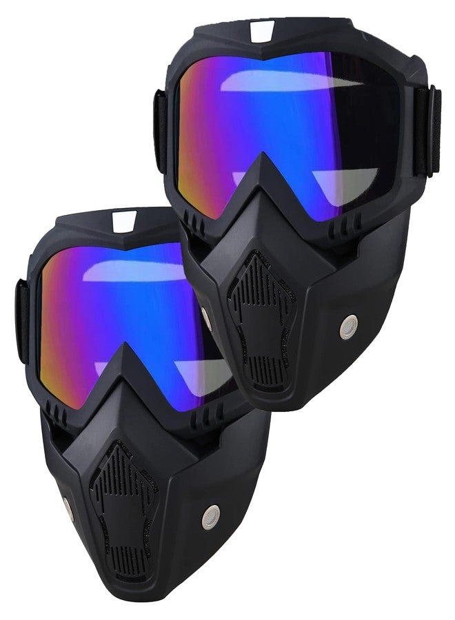 BROYEUR 2Pcs Paintball Mask Anti Fog,Tactical Full Face Mask Ski Mask Goggles Detachable Adjustable,Motorcycle Riding Face Protection (2Colorful) - Image 1