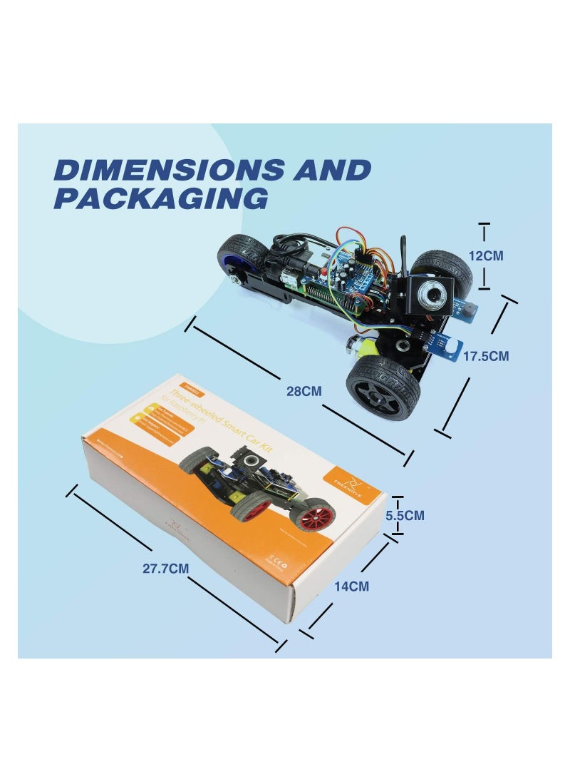 FREENOVE - FREENOVE Three Wheeled Smart Car Kit for Raspberry Pi:  4, B, 3, B plus, A plus , Robot Project, APP Control, Live Video, Ultrasonic Ranging, Camera Servo Wireless RC (Raspberry Pi NOT Included) - Image 1