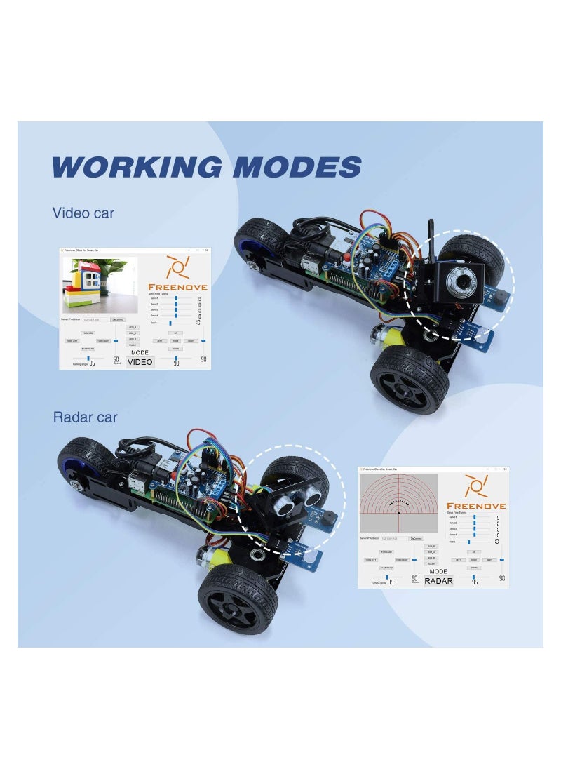 FREENOVE - FREENOVE Three Wheeled Smart Car Kit for Raspberry Pi:  4, B, 3, B plus, A plus , Robot Project, APP Control, Live Video, Ultrasonic Ranging, Camera Servo Wireless RC (Raspberry Pi NOT Included) - Image 1