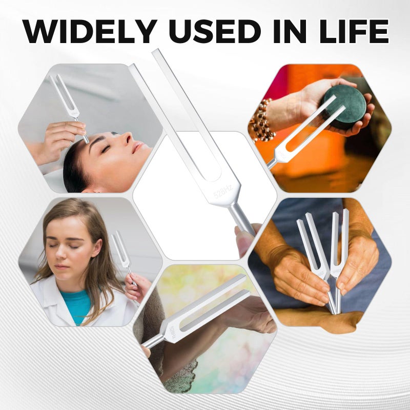 DRELD 528 Hz Tuning Fork with Silicone Hammer and Cleaning Cloth for Healing, Stress Relief, Musical Instrument, Relaxation - Image 5