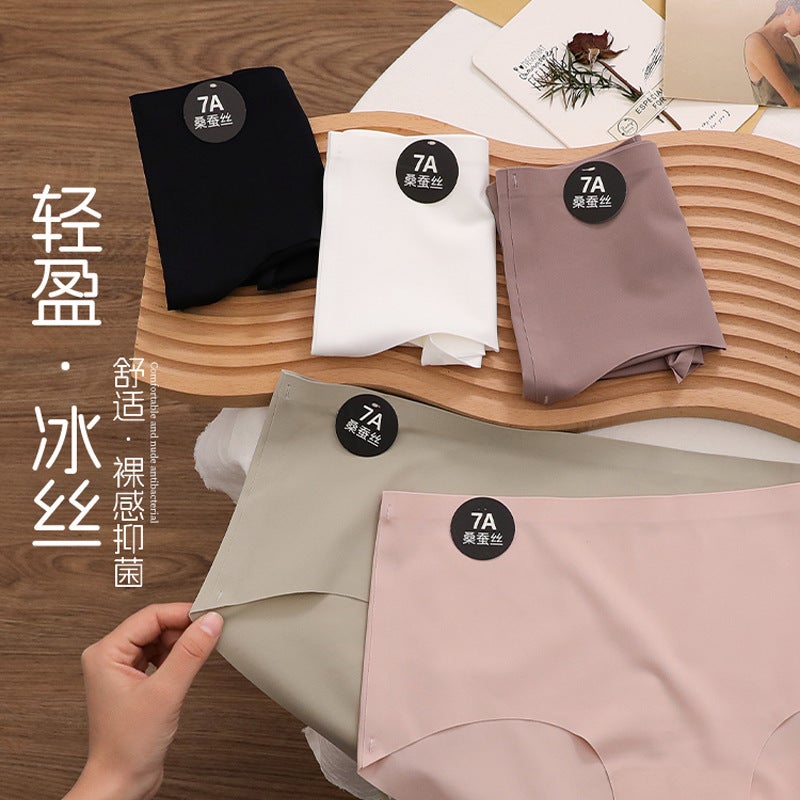 Summer Mulberry Silk 7A Bottom Crotch Milk Leather Ladies Underwear Plus Size Comfortable Not Stuffy Skin-Friendly Waist Ladies Short Pants - Image 3