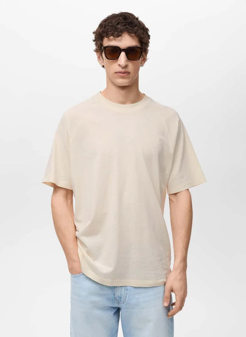 مانجو مان Relaxed-Fit Cotton-Linen T-Shirt