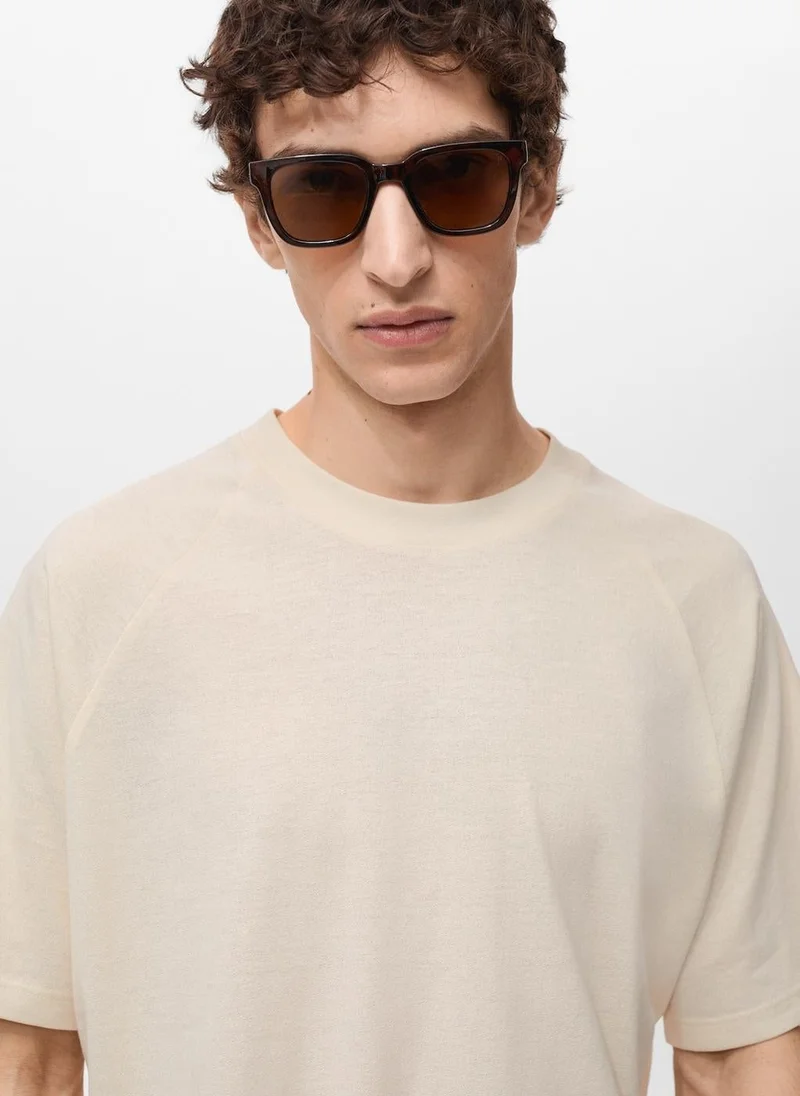 Mango Man Relaxed-Fit Cotton-Linen T-Shirt