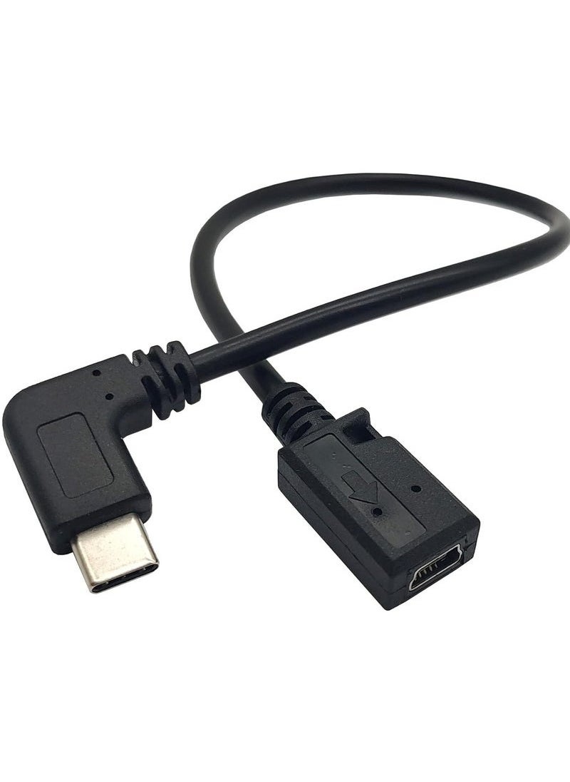 USB Type C to Mini USB Cable, 90 Degree USB-C Male to Mini USB Female Adapter Converter for MacBook Pro, Laptop, Android Devices(Only for Charging) (TypeC to Mini)