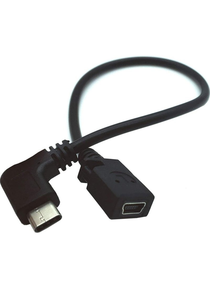 USB Type C to Mini USB Cable, 90 Degree USB-C Male to Mini USB Female Adapter Converter for MacBook Pro, Laptop, Android Devices(Only for Charging) (TypeC to Mini)