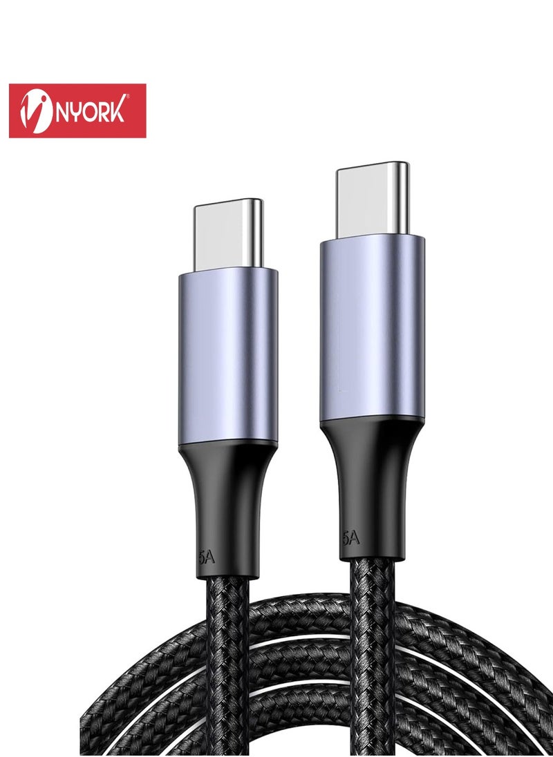 NYORK Type C Cable 120W 2M USB C to C Fast Charging Cable PD 3.0 SCP Braided iPhone Charger USB C Cable For iPhone 16 15 Series iPad mini MacBook ProAir iPad Pro Samsung S24 S23 Z Fold OnePlus OPPO Xiaomi Black  - Image 1