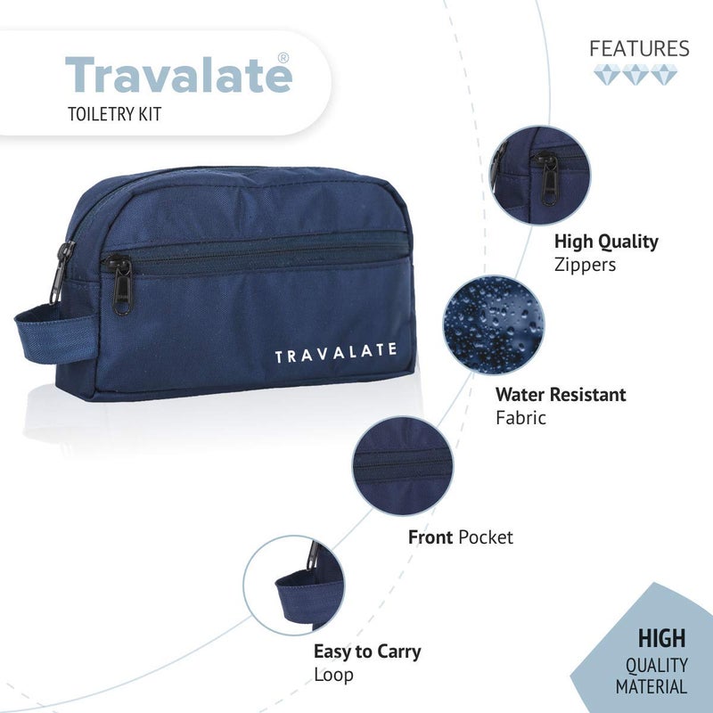 TRAVALATE ® Polyester Toiletry Bag Makeup Shaving Kit Pouch | Aider Rust Polyester Travel Kit Bag with Belt for Men and Women (Blue_TR1319) - Image 3