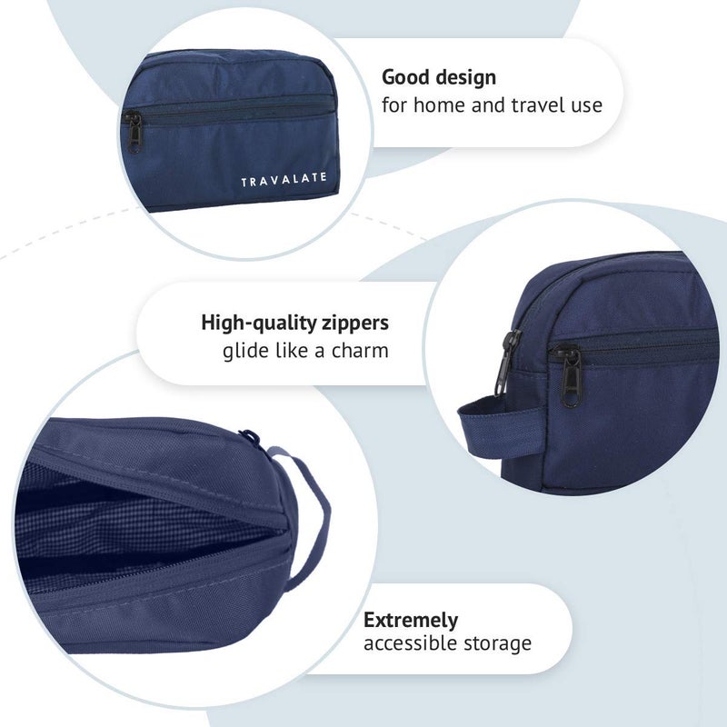 TRAVALATE ® Polyester Toiletry Bag Makeup Shaving Kit Pouch | Aider Rust Polyester Travel Kit Bag with Belt for Men and Women (Blue_TR1319) - Image 4