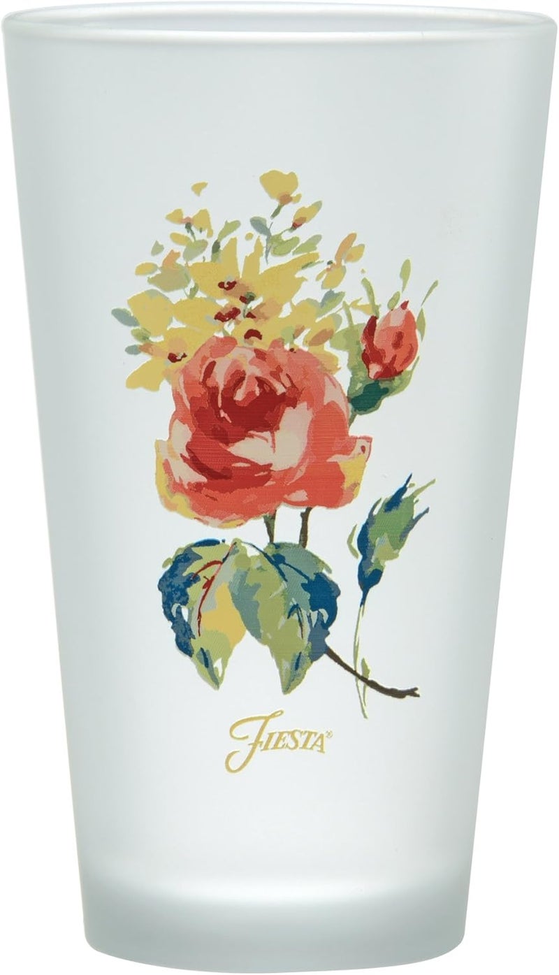 Culver Officially Licensed Fiesta Floral Bouquet 16Ounce Frosted Tapered Cooler Glass Set of 4 452FLOR02154DS - Image 2