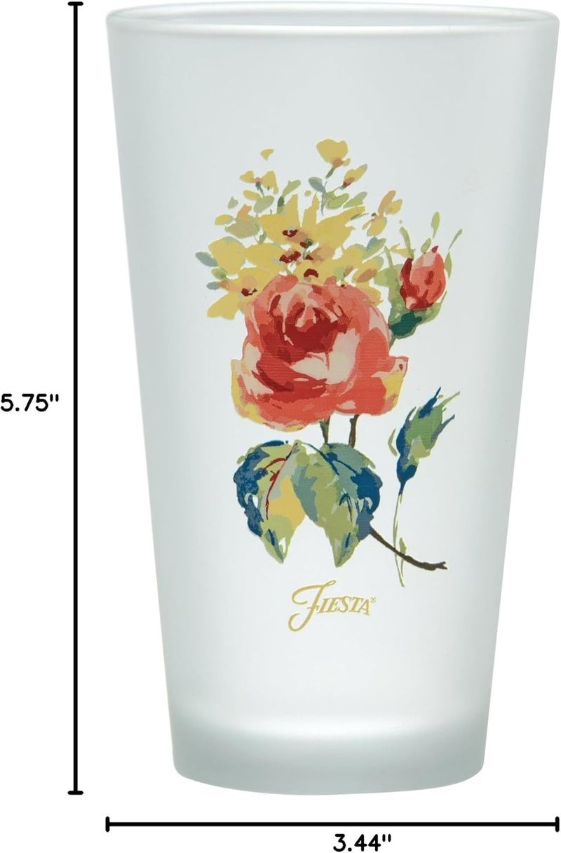 Culver Officially Licensed Fiesta Floral Bouquet 16Ounce Frosted Tapered Cooler Glass Set of 4 452FLOR02154DS - Image 3