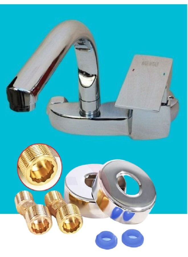 100% صنبور خلاط للمطبخ فضي كود 1025 - Image 1