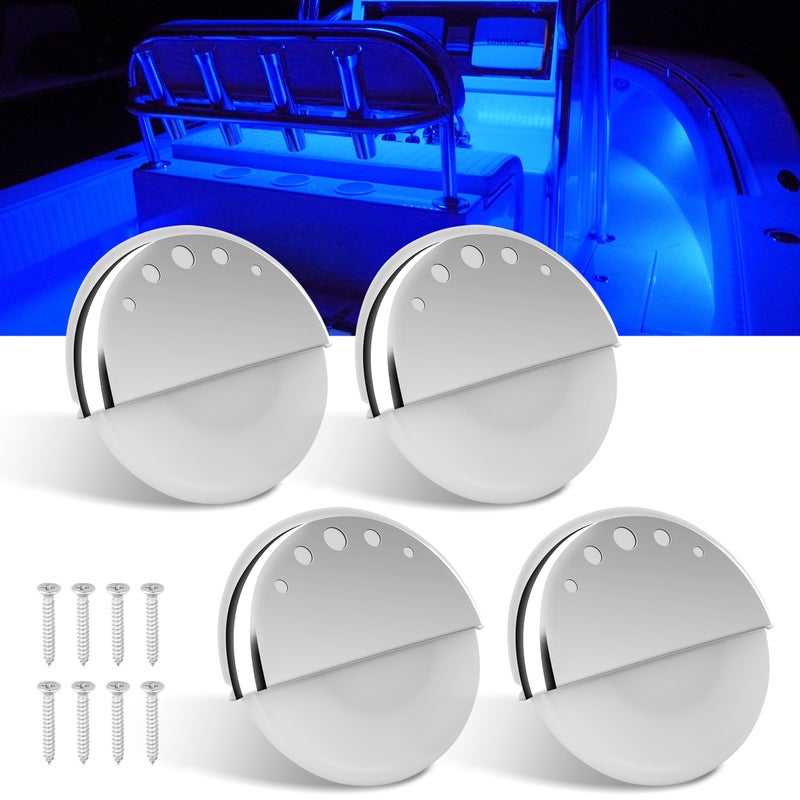 RVZONE Boat Courtesy Lights Waterproof Boat Interior Lighting Deck Lighting Night Fishing Lights Marine Center Console Cockpit Transom Lights for Pontoon Runaboat Jon Wake Fishing BassBlue - Image 2