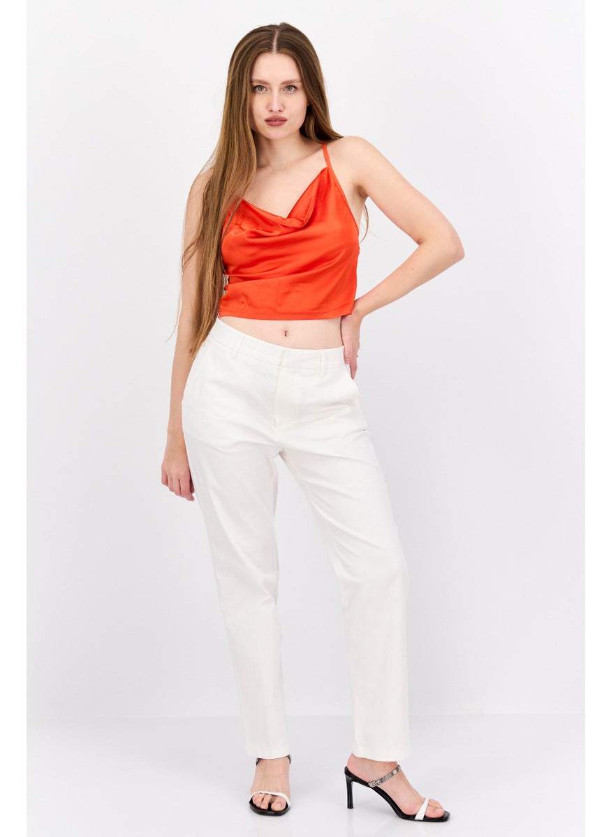Parisian Tall - Women Cowl Neck Sleeveless Plain Tank Top, Orange - Image 1
