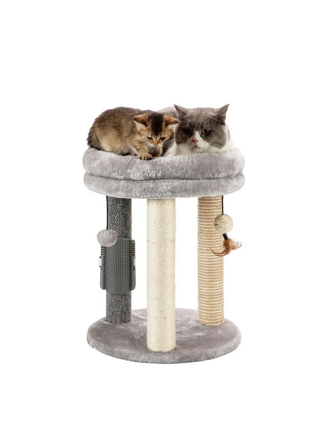 MECOOL MECOOL 4in1 Small Cat Tree,Scratching Post with Tower Soft Bed, Sisal Carpet Jute Posts with Three Hanging Ball Toys and Massage Brush for Indoor Cats and Kittens  - Image 1