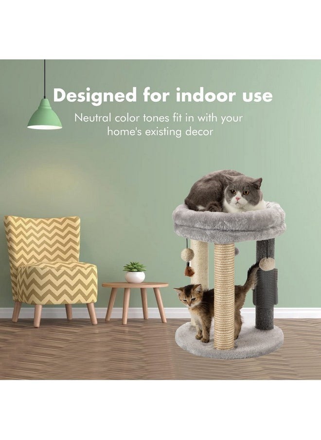 MECOOL MECOOL 4in1 Small Cat Tree,Scratching Post with Tower Soft Bed, Sisal Carpet Jute Posts with Three Hanging Ball Toys and Massage Brush for Indoor Cats and Kittens  - Image 5