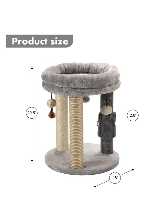 MECOOL MECOOL 4in1 Small Cat Tree,Scratching Post with Tower Soft Bed, Sisal Carpet Jute Posts with Three Hanging Ball Toys and Massage Brush for Indoor Cats and Kittens  - Image 4