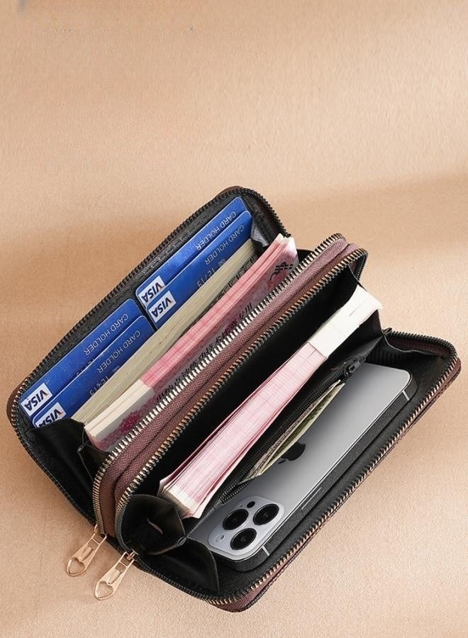 WAOKN Womens Wallet, RFID Wristlet Wallet for Women, Cute Ladies Purse, Large Credit Card Clutch Wallets, Leather Card Holder Wallets with Zipper & Phone Holder, Handbag Wallets for Ladies  - Image 3