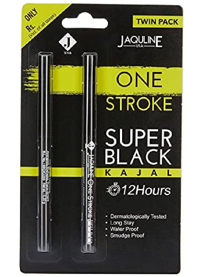 Jaquline USA كاجال أونستروك سوبر بلاك توين باك مقاوم للتلطخ ومقاوم للماء أسود (عبوة من 2) 0.30غ + 0.30غ = 0.60غ - Image 3