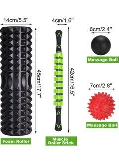SKY-TOUCH 5 In 1 Fitness Foam Roller Set With Muscle Roller Stick And Massage Balls For Physical Therapy Pain Relief Myofascial Release Balance Exercise, Multicolour  - Image 5