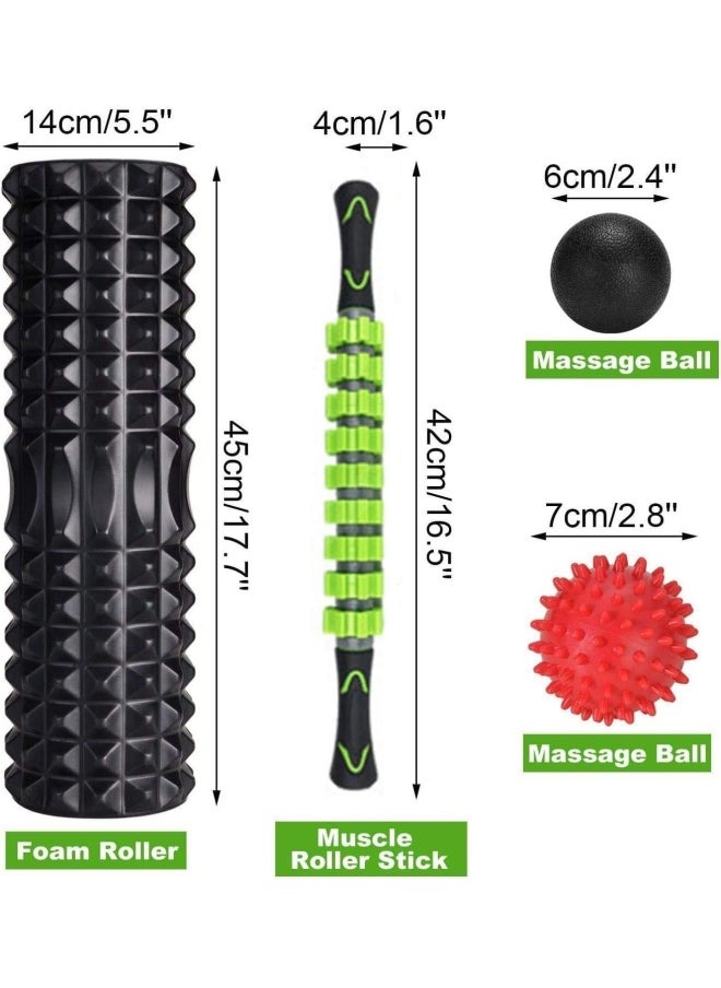 SKY-TOUCH 5 In 1 Fitness Foam Roller Set With Muscle Roller Stick And Massage Balls For Physical Therapy Pain Relief Myofascial Release Balance Exercise, Multicolour  - Image 5