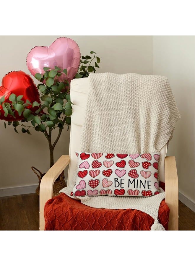 AACORS Valentine's Day Pillow Cover 12X20 Inch Colorful Heart Be Mine Decoration Holiday Home Decorative Cushion Case for Sofa Couch Decor AA325-12 - Image 2