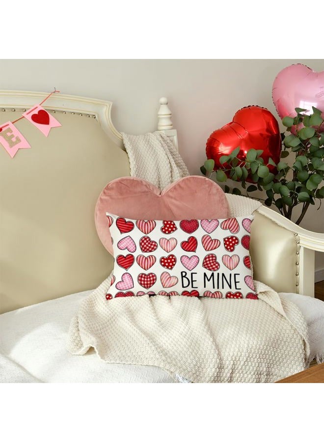 AACORS Valentine's Day Pillow Cover 12X20 Inch Colorful Heart Be Mine Decoration Holiday Home Decorative Cushion Case for Sofa Couch Decor AA325-12 - Image 3