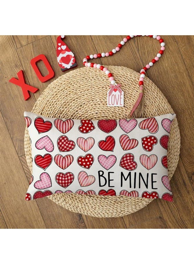 AACORS Valentine's Day Pillow Cover 12X20 Inch Colorful Heart Be Mine Decoration Holiday Home Decorative Cushion Case for Sofa Couch Decor AA325-12 - Image 4