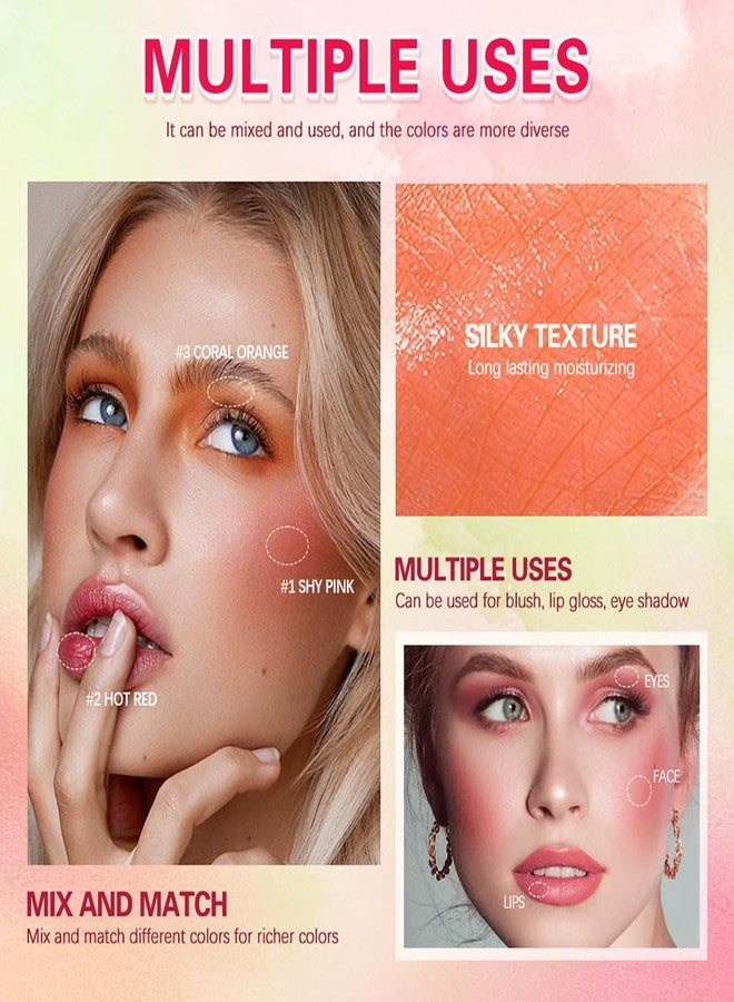 XTJXTJ Multi-Purpose Makeup Blush Stick, 3-in-1 Beauty Tinted Solid Blush Stick For Cheeks, Lips And Eyes Waterproof Natural Cream Blush Stick With Long-Lasting Moisturizing Formula (#3Coral Orange) - Image 4