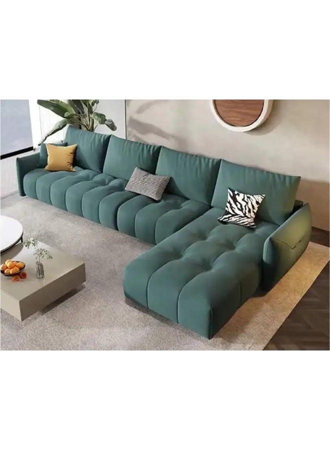 Comfynest Modern L-Shaped Faux Leather Italian Sofa - Ultimate Comfort for Your Living Room (Teal, Left Bed)  - Image 1