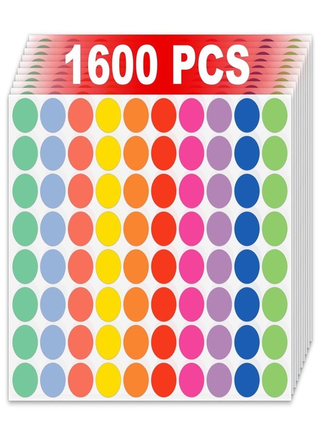 Misofuki 1600 Pcs 3/4" Garage Sale Price Stickers Sheets for Office Classroom Student, 10 Colors Yard Sale Price Stickers for Home Decorative, Round Color Coding Labels, Circle Dot Stickers - Image 1