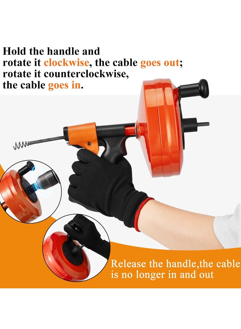 XICEN Drain Auger, Plumbing Drain Snake, Flexible Plumbing Snake Use Manually or Powered for Bathtub Drain, Bathroom Sink, Kitchen Cleaning - Image 2