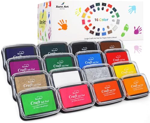 XoreArt Large Finger Ink Pads for Kids Washable Craft Ink Stamp Pads, 16 Color DIY for Rubber Stamps, Paper, Scrapbooking, Wood Fabric, Best Gift for Kids(Each Sponge Size 2.87"X1.77") - Image 2